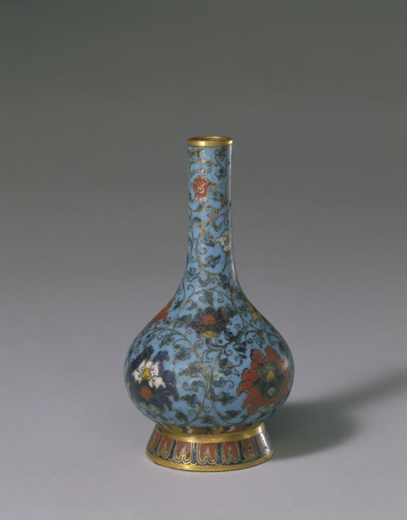 图片[1]-Kangxi style filigree enamel lotus vase-China Archive